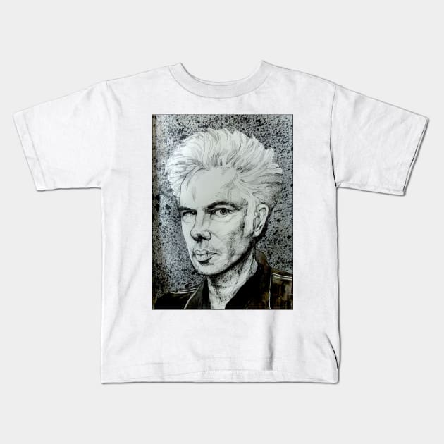 Jim Jarmusch Kids T-Shirt by kathyarchbold